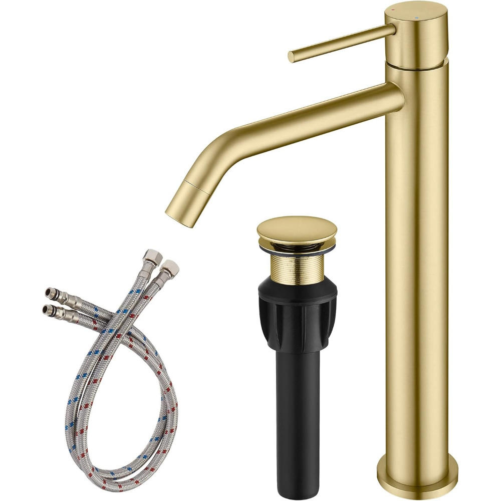 WASCHTISCHARMATUR heißes kaltes Wasser Gold - Goldfarben, Metall (14.5/30.6/4.5cm) - Kaket
