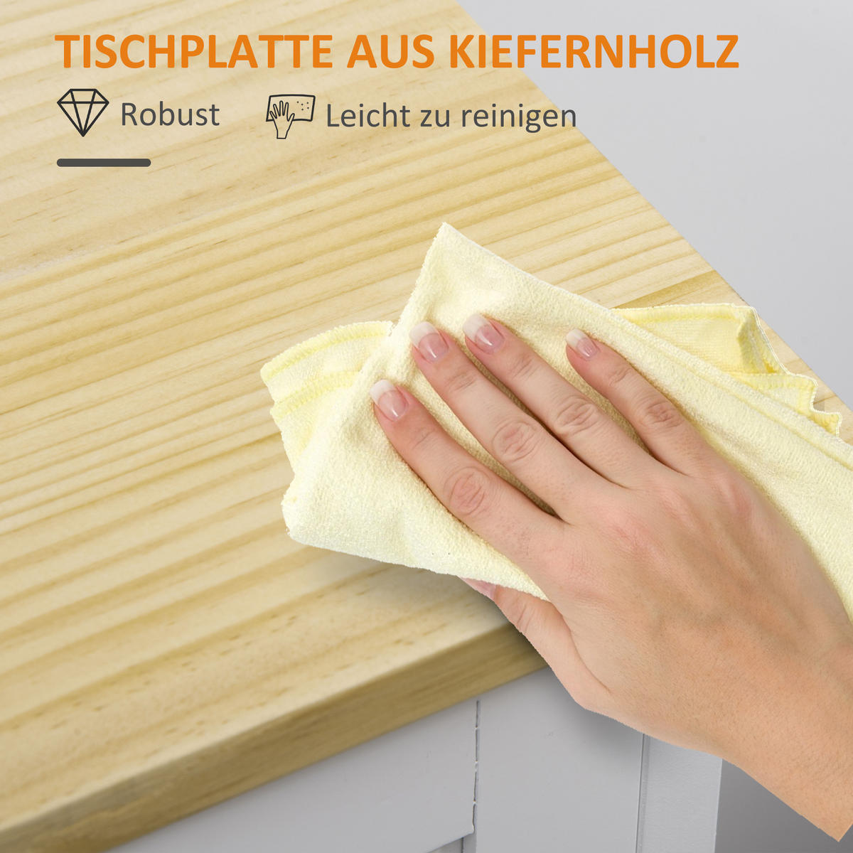 KÜCHENWAGEN, MDF, Kiefernholz, Natur+Weiß - Naturfarben, Kunststoff (37/84/67cm) - HOMCOM