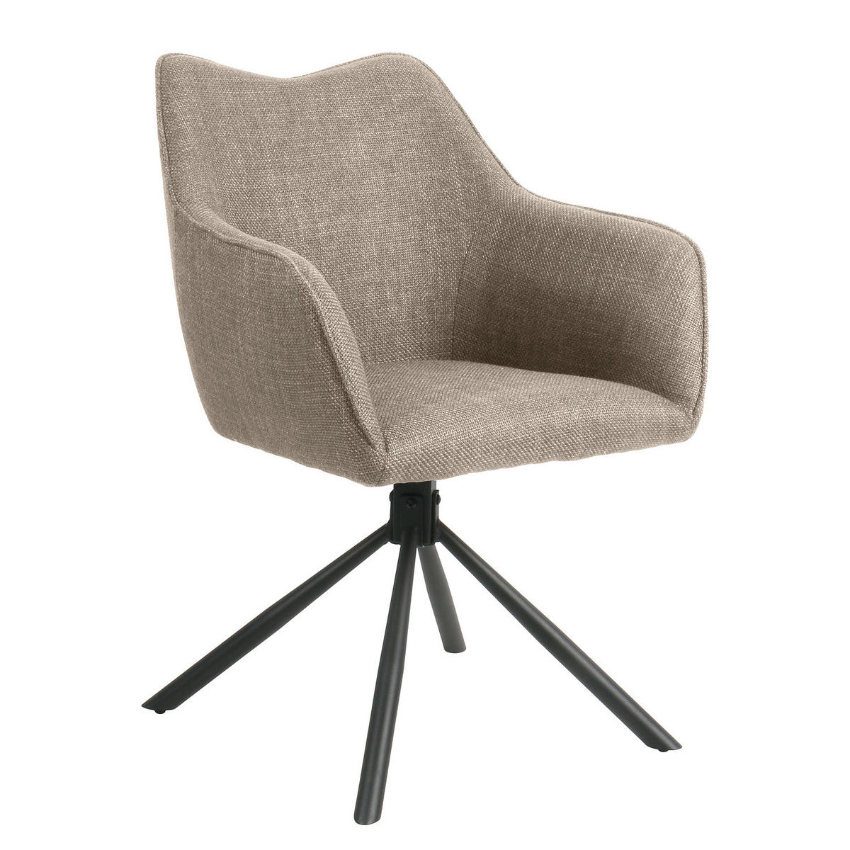 ARMLEHNENSTUHL - 2er-Set - Taupe/Schwarz, Textil/Metall (63/83/60cm) - home24