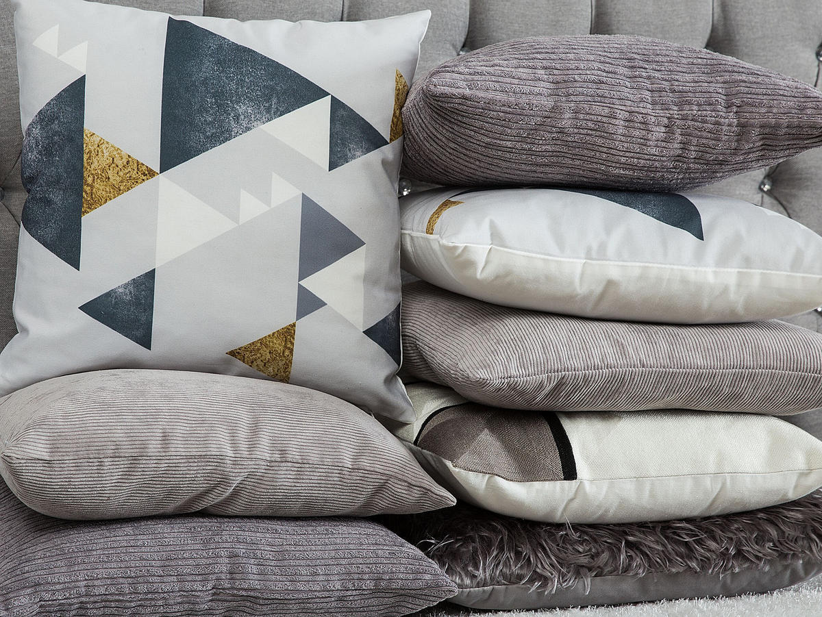 DEKOKISSEN 2er-Set Grau 45/45 cm Nolana - Grau, Textil (45/45cm) - Beliani