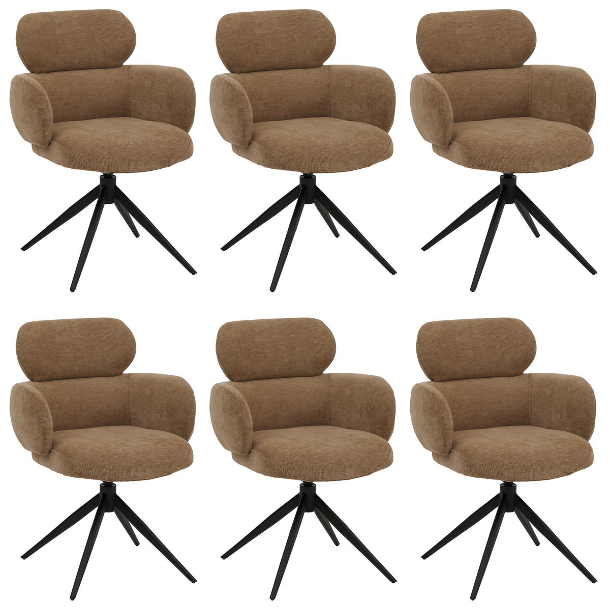 ESSZIMMERSTUHL Braun 6er-Set - Braun, Textil (61/86/69cm) - MCW