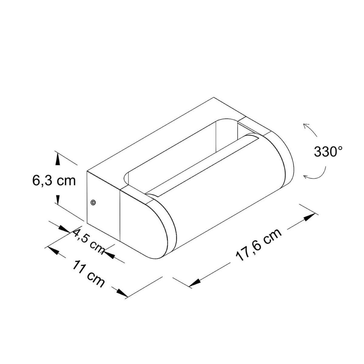 WANDLEUCHTE Ilona, Schwarz und weiß, 17.6cm - Weiß, Metall (10/6.3/17.6cm) - KOSILUM