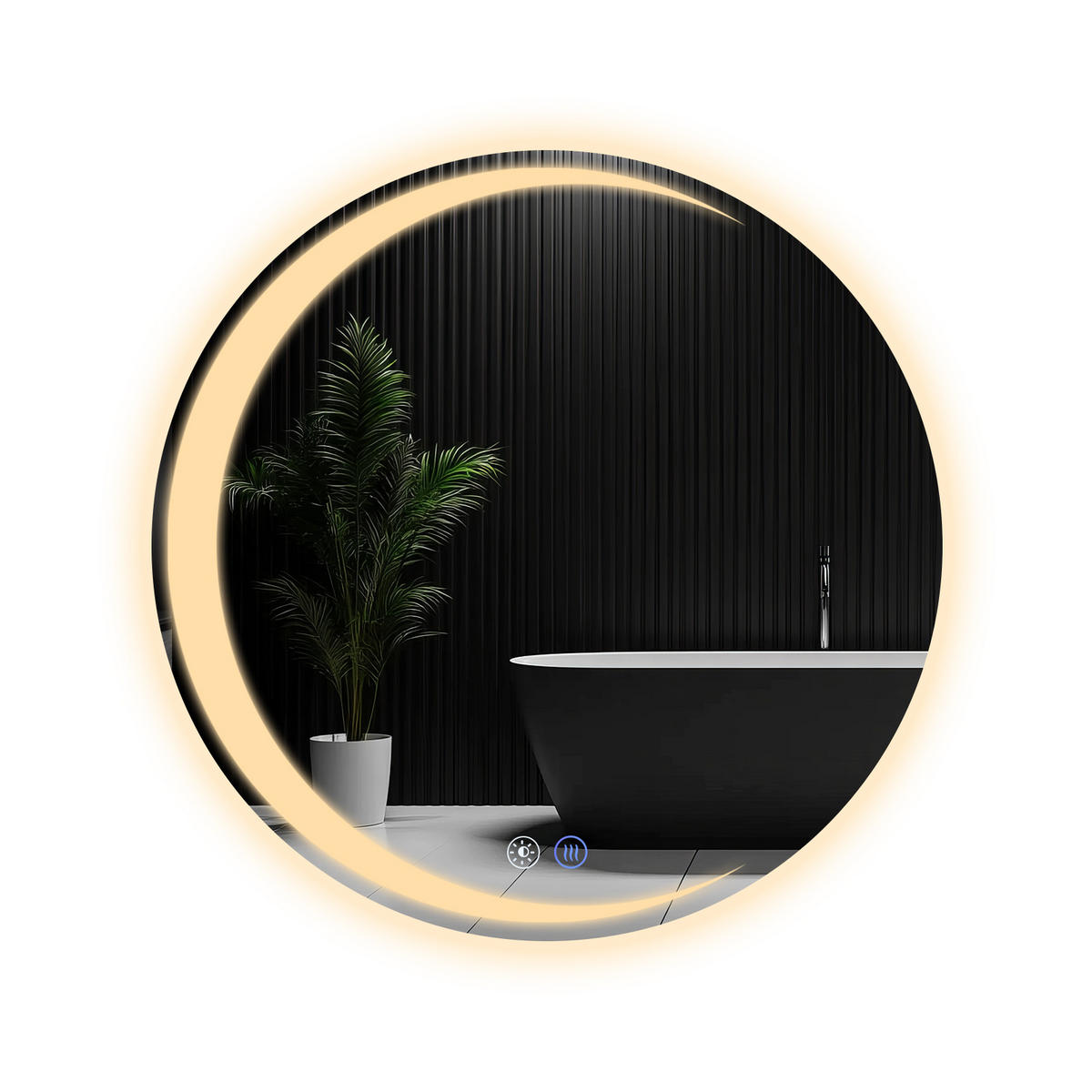BADEZIMMERSPIEGEL Redinger mit LED-Leuchte Ø70 cm - Weiß, Glas (70/2.4/70cm) - Nettlife
