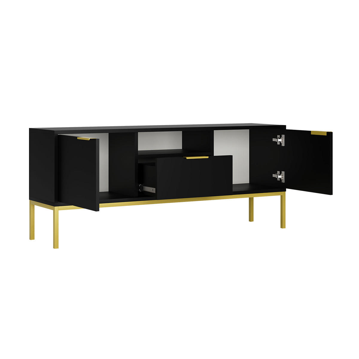 TV-MÖBEL Seattle Schwarz - Schwarz, Holzwerkstoff (33/56.4/135cm) - Petits-meubles