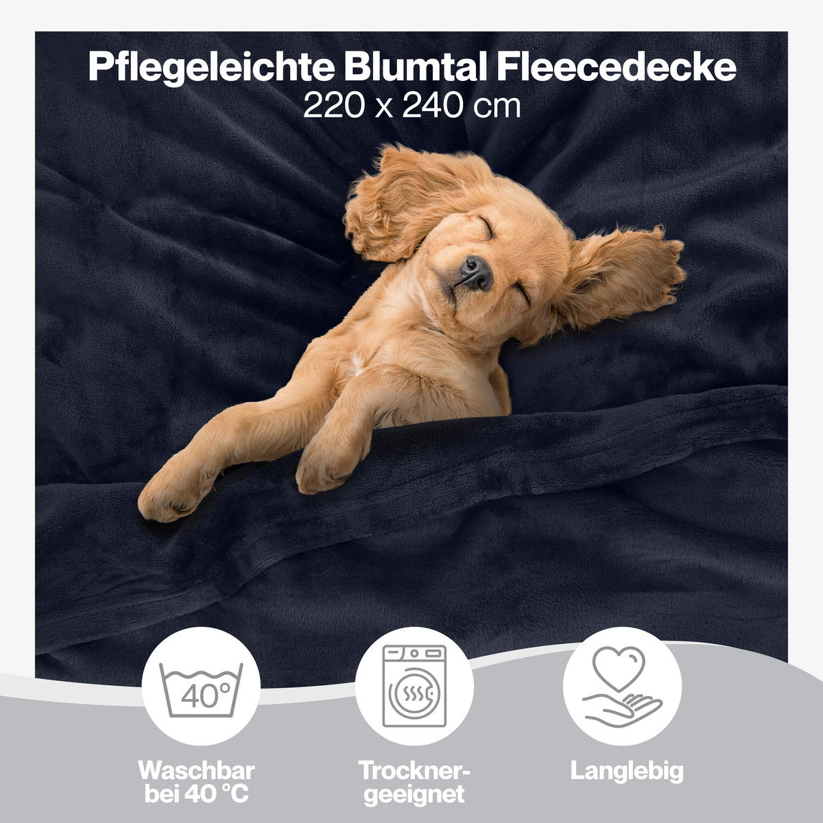 KUSCHELDECKE Anton 220/240 cm, Dunkelblau - Dunkelblau, Textil (220/240cm) - Blumtal