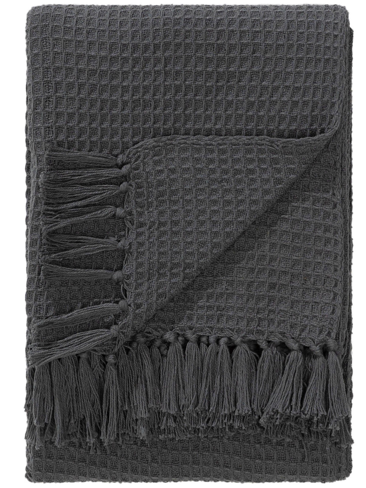 BAUMWOLLDECKE Amalia Dunkelgrau 125x150 cm - Dunkelgrau, Textil (125/150cm) - benuta Pure