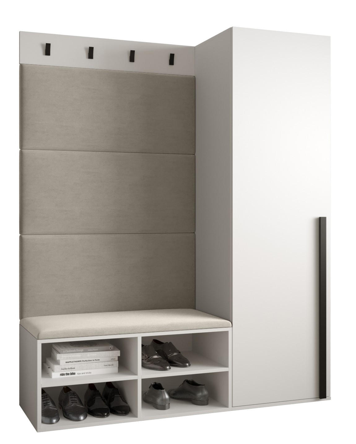 Möbel Kryspol Garderoben-Set Weiß, Creme 134x184x42 cm