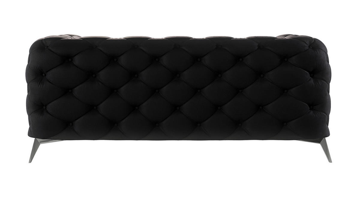 CHESTERFIELD-SOFA 2-Sitzer Laura Schwarz Samt - Silberfarben/Schwarz, Holz/Textil (185/75/100cm) - S-Style Möbel