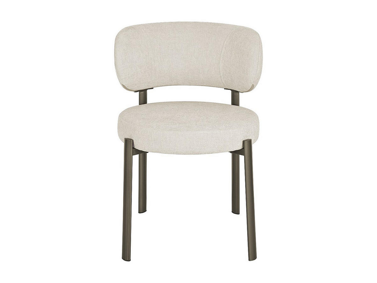 2ER-SET Stühle aus strukturiertem Stoff und Bronze-Metall - Creme - ASILOVA - Creme, Textil (55/78.5/60.5cm) - Vente-Unique