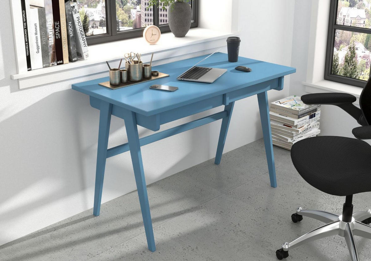 SCHREIBTISCH Edda, 120/65/75 cm in Pastellblau, Buchenholz - Pastellblau, Holz/Buchenholz (65/120/75.5cm) - Visby