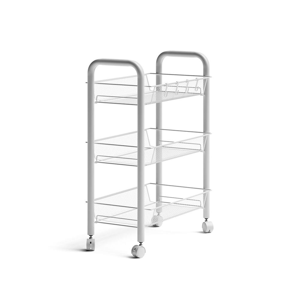 RULLBEHÅLLARE Tarro Vit 45x64 cm med 3 förvaringsfack 64/45/27 cm