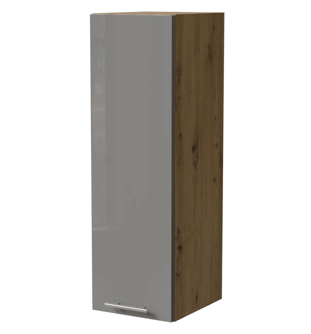 KÜCHENHÄNGESCHRANK W4/30 Essen Grau Hochglanz / Eiche Artisan Matt 30 / 32,5 / 96cm - Eiche Artisan/Grau, Holz/Holzwerkstoff (30/96/32.5cm) - Feldmann-Wohnen
