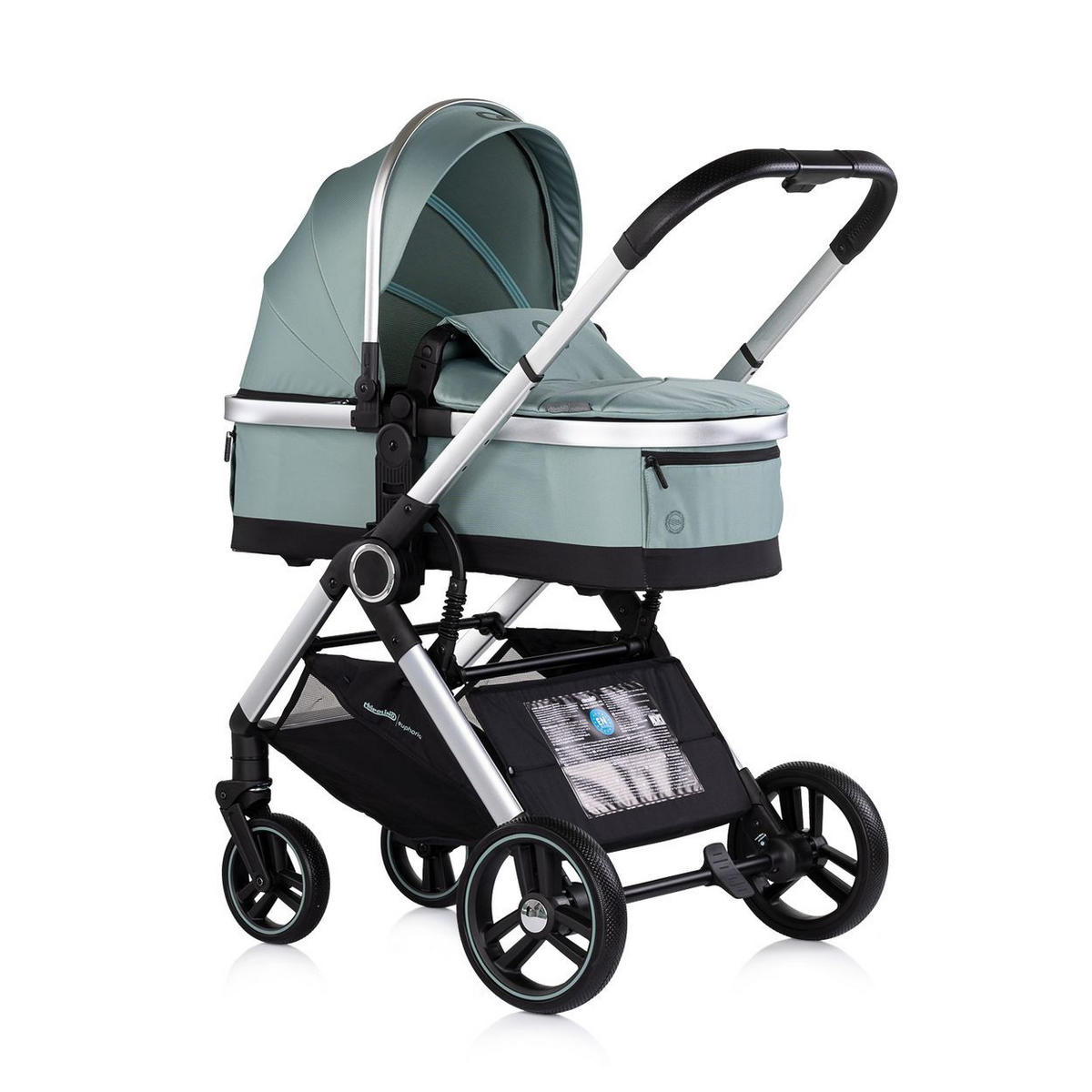 KOMBIKINDERWAGEN Euphoria 3in1 grün Sportsitz Babyschale umbaubar klappbar - Grün, Metall (88/64/107cm) - Chipolino