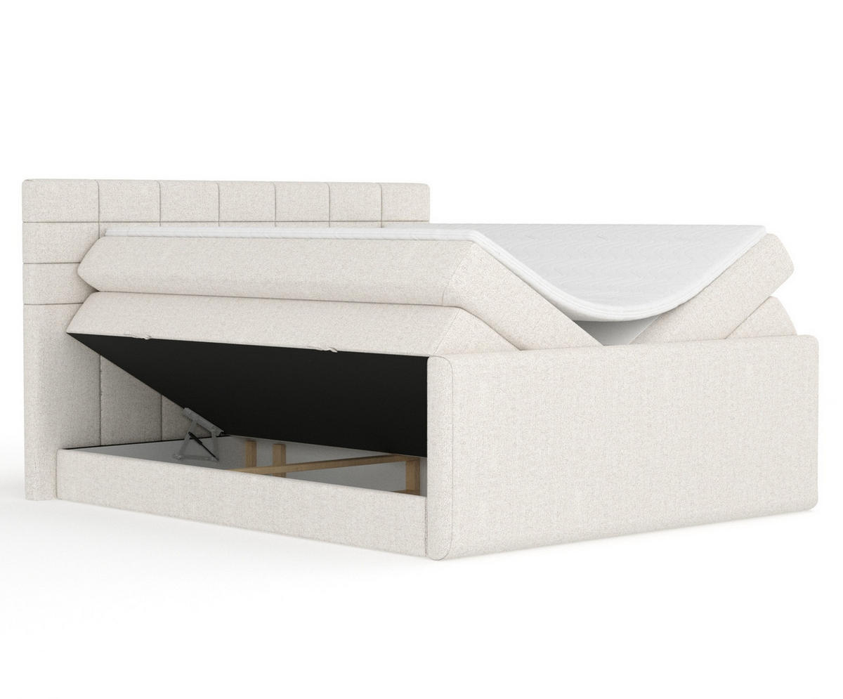 BOXSPRINGBETT Ava Beige 140/200 cm - Beige/Schwarz, Holz/Holzwerkstoff (140/200cm) - Maison de Reve