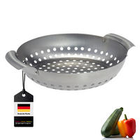 GRILLKORB, rund Edelstahl matt - Edelstahlfarben, Metall (22.5/27/6cm) - bremermann