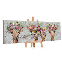 GEMÄLDE Giraffen auf Keilrahmen 120x40 cm - Multicolor, Holz (120/40cm) - YS-art gallery