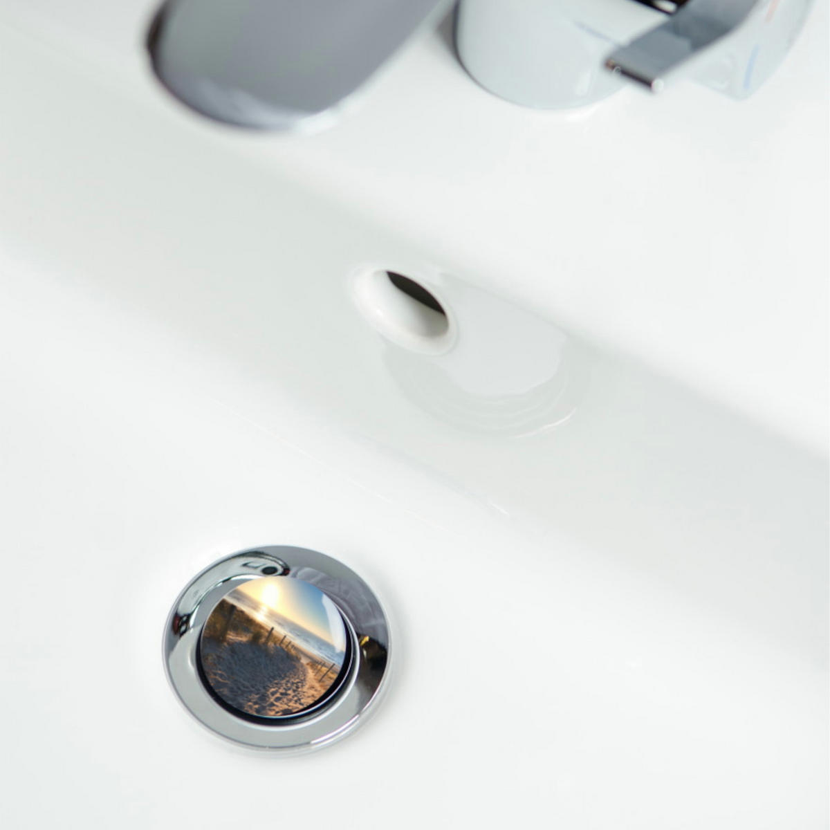 WASCHBECKENSTÖPSEL Düne - Blau, Kunststoff/Metall (4/7/7cm) - Sanilo