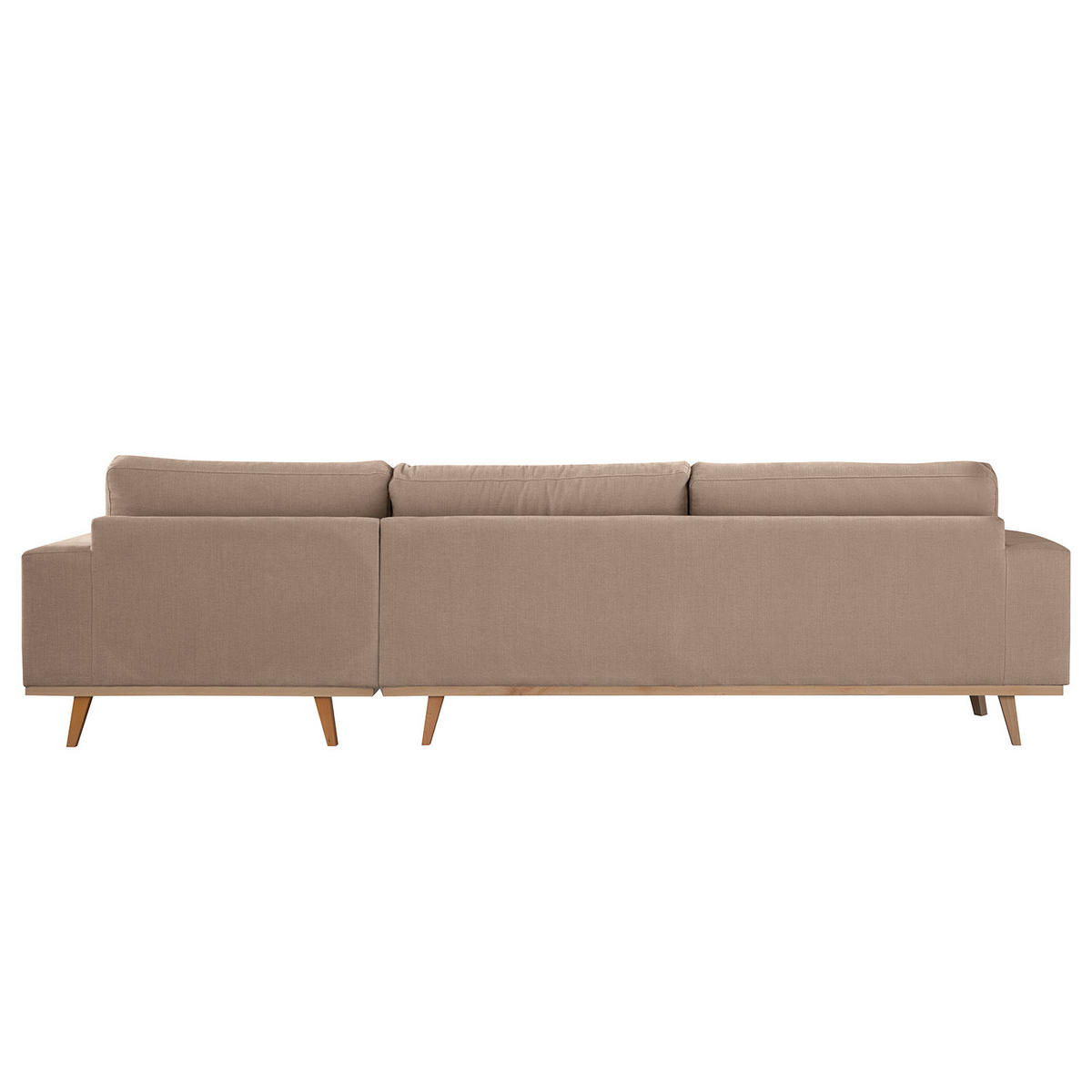 ECKSOFA mit Longchair - Taupe/Buchefarben, Buchenholz/Textil (281/153cm) - home24