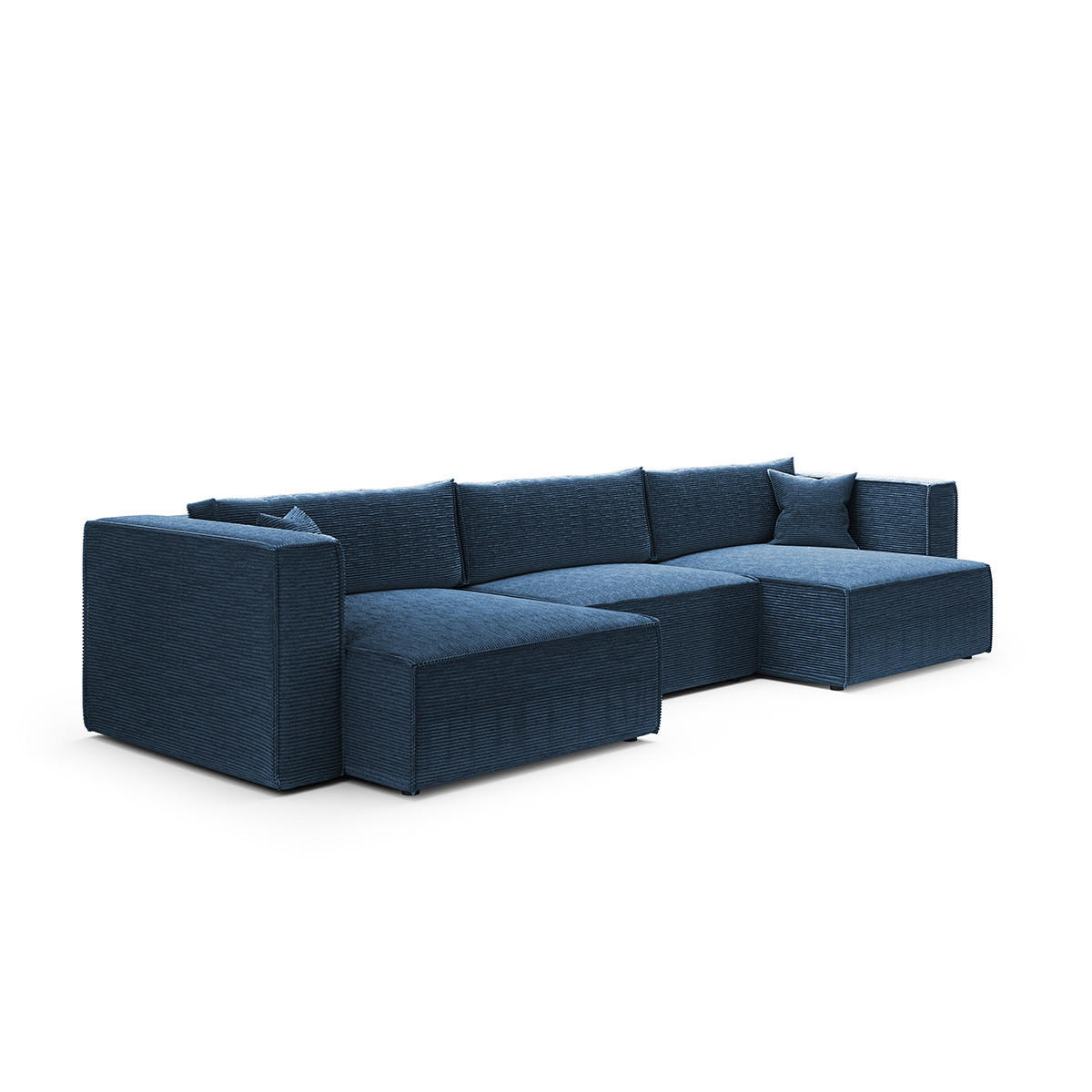 PANORAMASOFA Jimmy 5 Sitzplätze Blau - Blau, Holz (348/77/148cm) - Petits-meubles