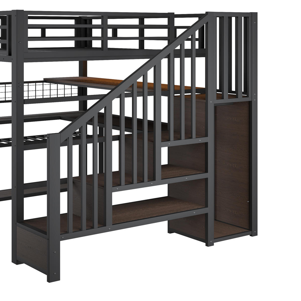 GAMING-HOCHBETT 140x200 cm in Schwarz mit LED, Schreibtisch, Kleiderschrank und Stauraum - Schwarz, Holzwerkstoff (140/200cm) - IVMEU