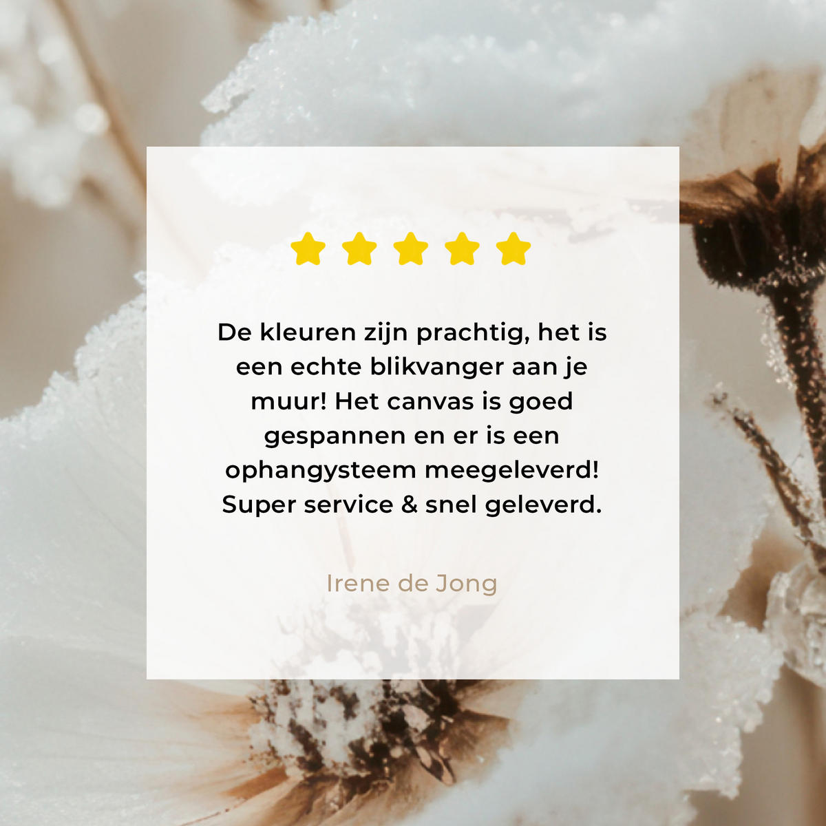 LEINWANDBILD Blumen - Winter - Weiß - Schnee - Beige Wandbilder 80x60 cm - Creme, Textil (80/60cm) - MuchoWow