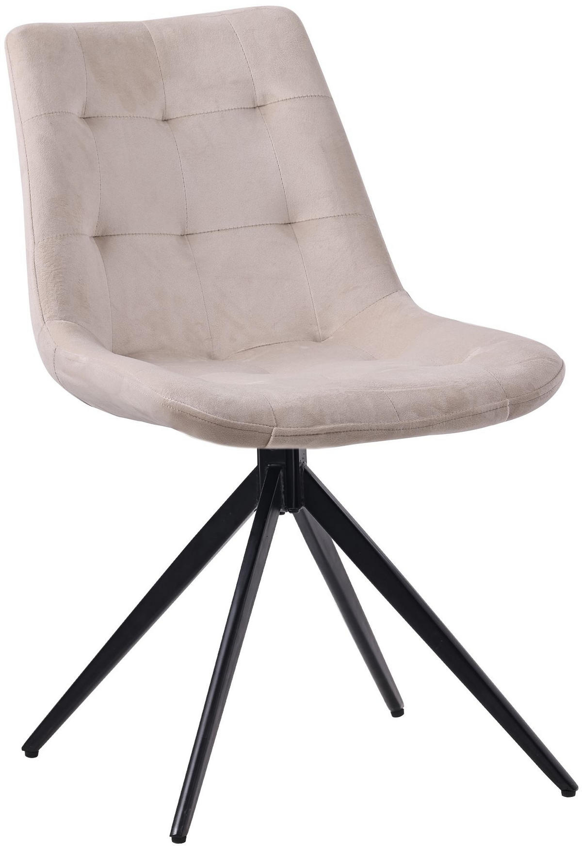 DREHSTUHL Samt creme - Creme/Schwarz, Textil/Metall (48/82/56cm) - CLP
