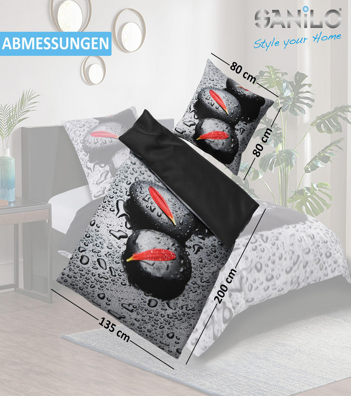 BETTWÄSCHE 2-teilig Elegance - Grau, Naturmaterialien (135/200cm) - Sanilo