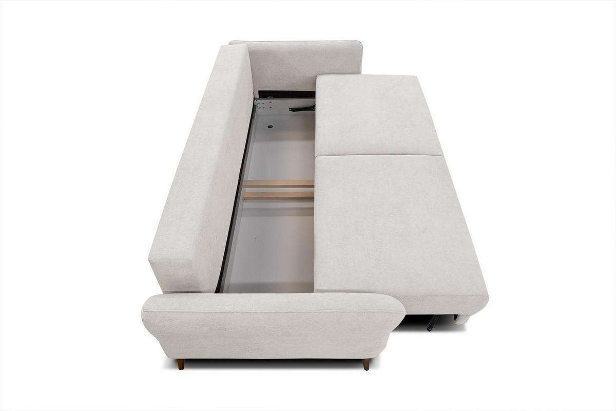 SOFA FIGARI 3-Sitzer mit Schlaffunktion, ecru - Ecru/Braun, Holz/Textil (232/90/107cm) - Courtois Laville