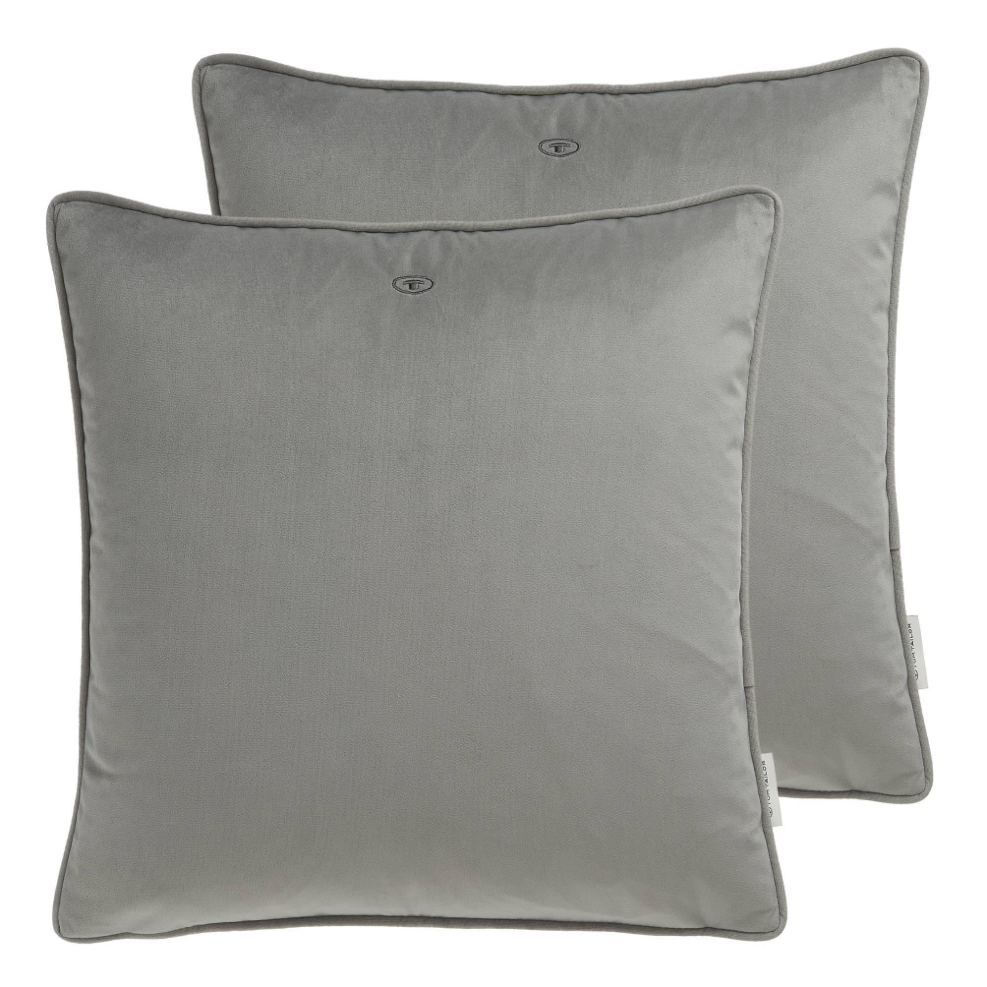ZIERKISSENHÜLLE VELVET SIGNATURE - Grau, Textil (45/45cm) - Tom Tailor