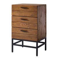 NACHTKOMMODE - Pinie massiv / Metall, Höhe 76 cm - Schwarz/Pinienfarben, Holz (45/76/35cm) - home24