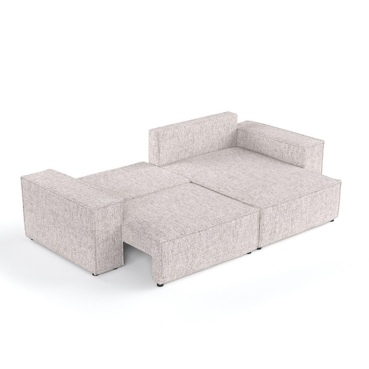 ECKSOFA CAVO mit Schlaffunktion Beige im Neve Stoff - Beige/Schwarz, Holz/Holzwerkstoff (255/148cm) - AltaBeds