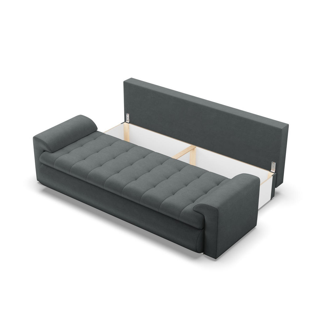 SOFA 3-SITZER MIT SCHLAFFUNKTION FORESTA, Dunkelgrau - Dunkelgrau, Textil (222/92/96cm)