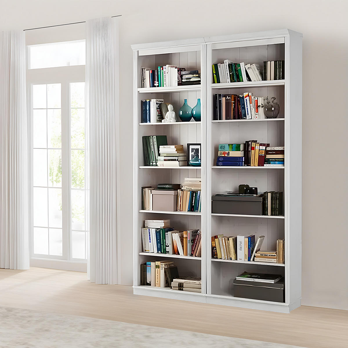 REGALWAND - Kiefer massiv, Typ A - Weiß/Kieferfarben, Holz (148/223/37cm) - home24