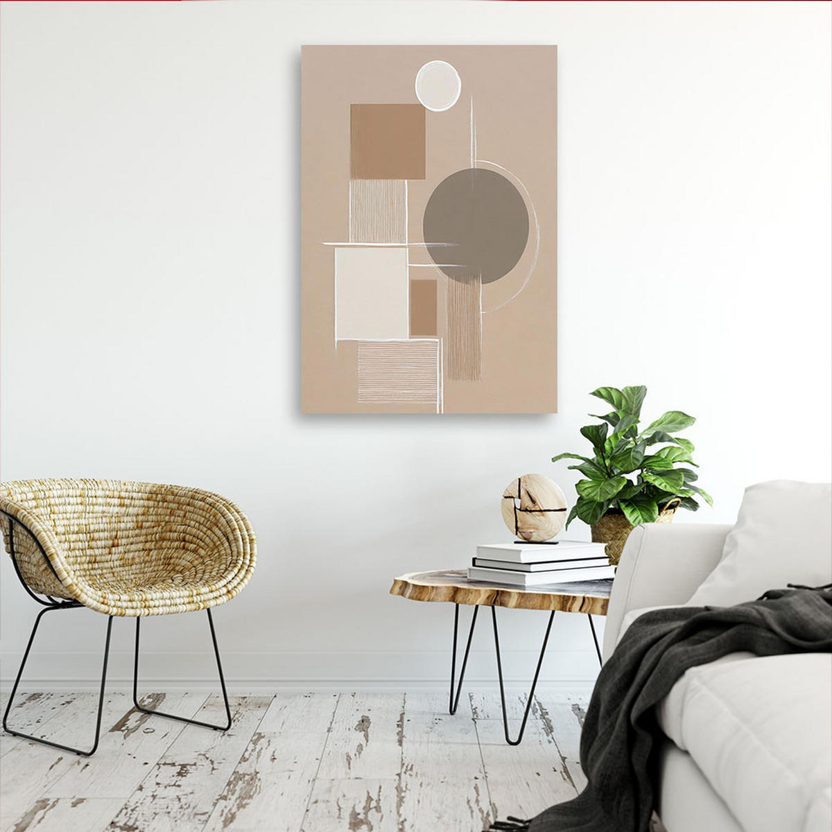 LEINWANDBILD Abstraktion 80x120cm - Beige, Textil (80/120cm) - Feeby