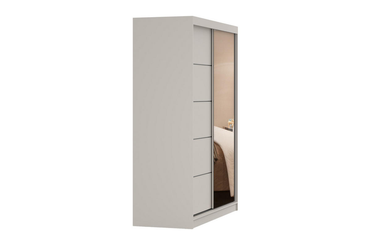 SCHWEBETÜRENSCHRANK VELMA 05 150/200 in Kaschmir mit Spiegel und LED - Kaschmir, Holzwerkstoff (150/61/200cm) - Deine Möbel 24