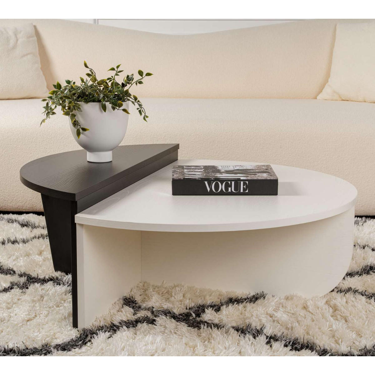 COUCHTISCH orion Blanc de bois - Weiß Hochglanz, Holzwerkstoff (9.5/90/35cm) - Calicosy