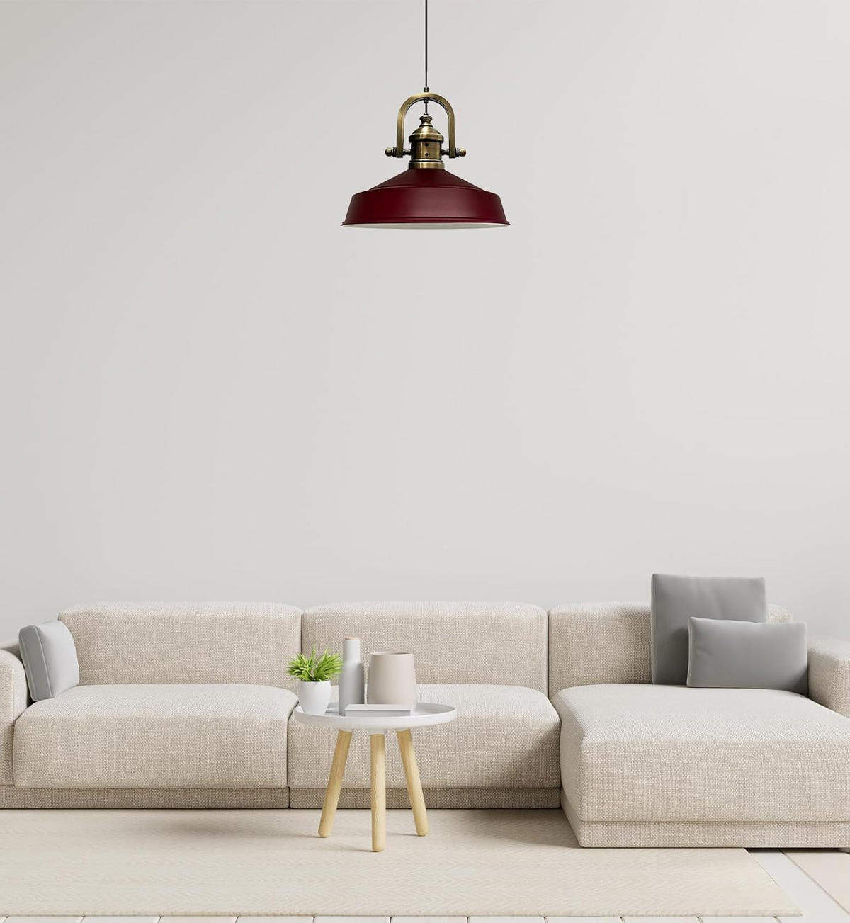 PENDELLEUCHTE Asletl 40/30 cm - Dunkelrot, Metall (30/40/33cm) - Bamyum