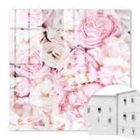 SCHLÜSSELBOX Weiß 30x30 cm – Türöffnung nach rechts - Pastellblumen - Pink, Metall (30/30/5cm) - TULUP