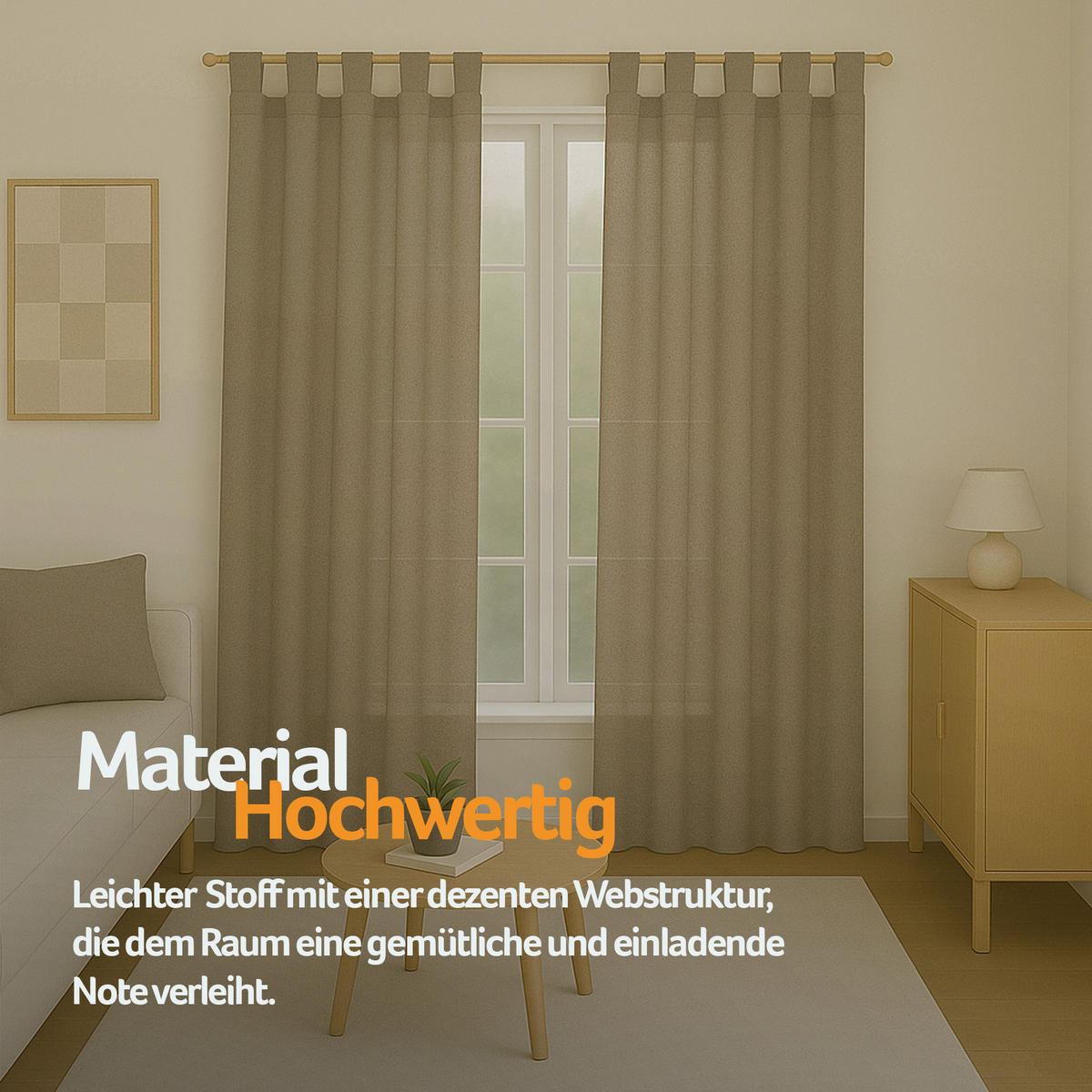 SCHLAUFENSCHAL blickdicht 140x245 cm Sandgrau 2er-Pack - Sandfarben, Textil (140/245cm)
