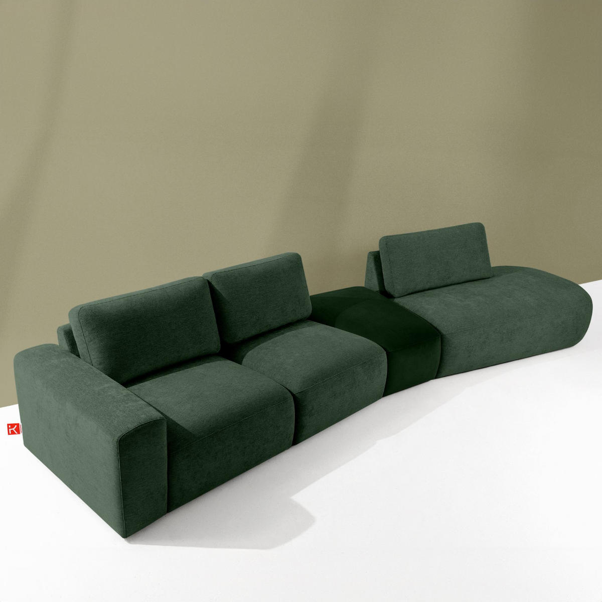 5-SITZER ECKSOFA ZUCCO Chenille rechts, Dunkelgrün - Dunkelgrün, Textil (430/84/105cm) - KONSIMO®