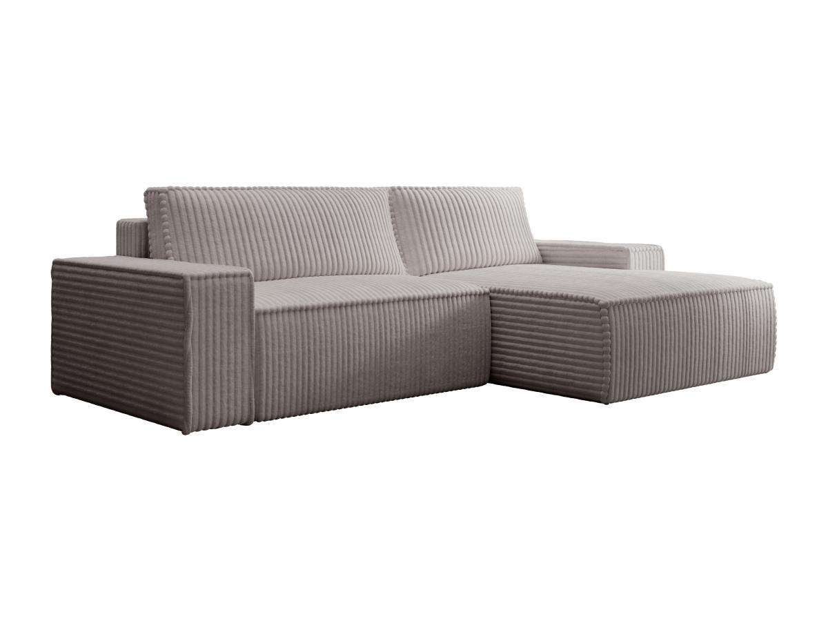 ECKSOFA mit Schlaffunktion - Ecke rechts - grob gerippter Cord - Hellgrau - AMELIA - Hellgrau, Textil (167/267cm) - Vente-Unique