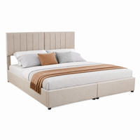 BETT mit hydraulischem Stauraum 180x200 cm Beige umbaubar zu 2x 90 cm - Beige, Metall (180/200cm) - Meubliv