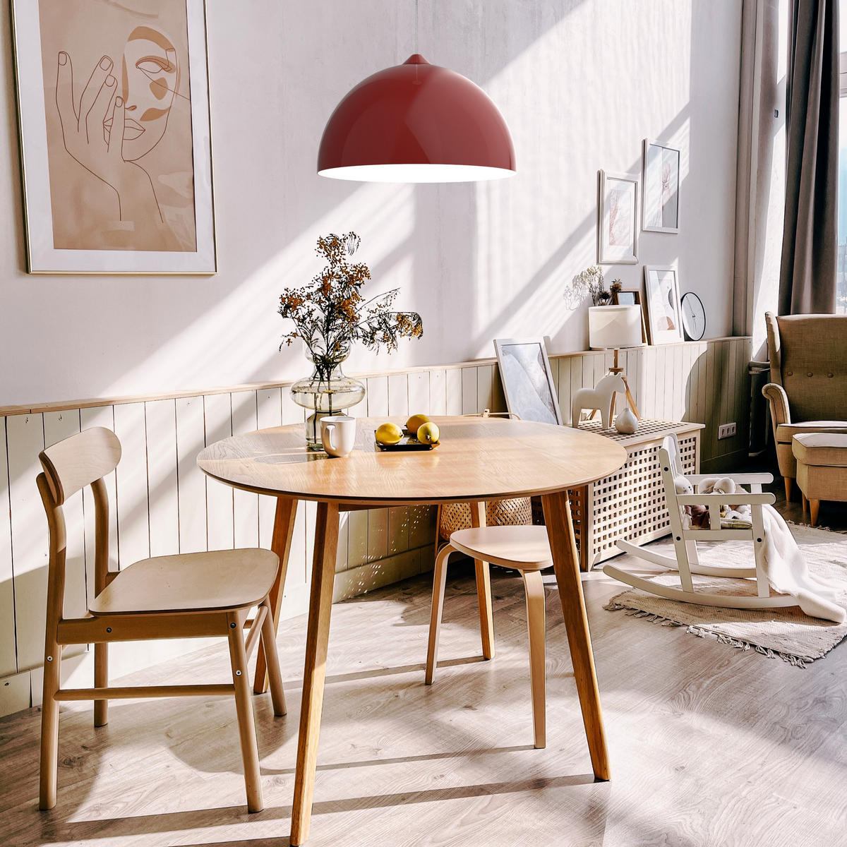 HÄNGELEUCHTE - Rot, Metall (40/40/20cm) - Lumicom