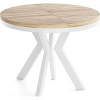 ESSTISCH Savio Weiß Neo rund ausziehbar verlängerbar XXL, Eiche Sonoma Hellbraun 100-300/100/77 cm - Weiß/Sonoma Eiche, Holz/Holzwerkstoff (100/100/77cm) - WFL GROUP