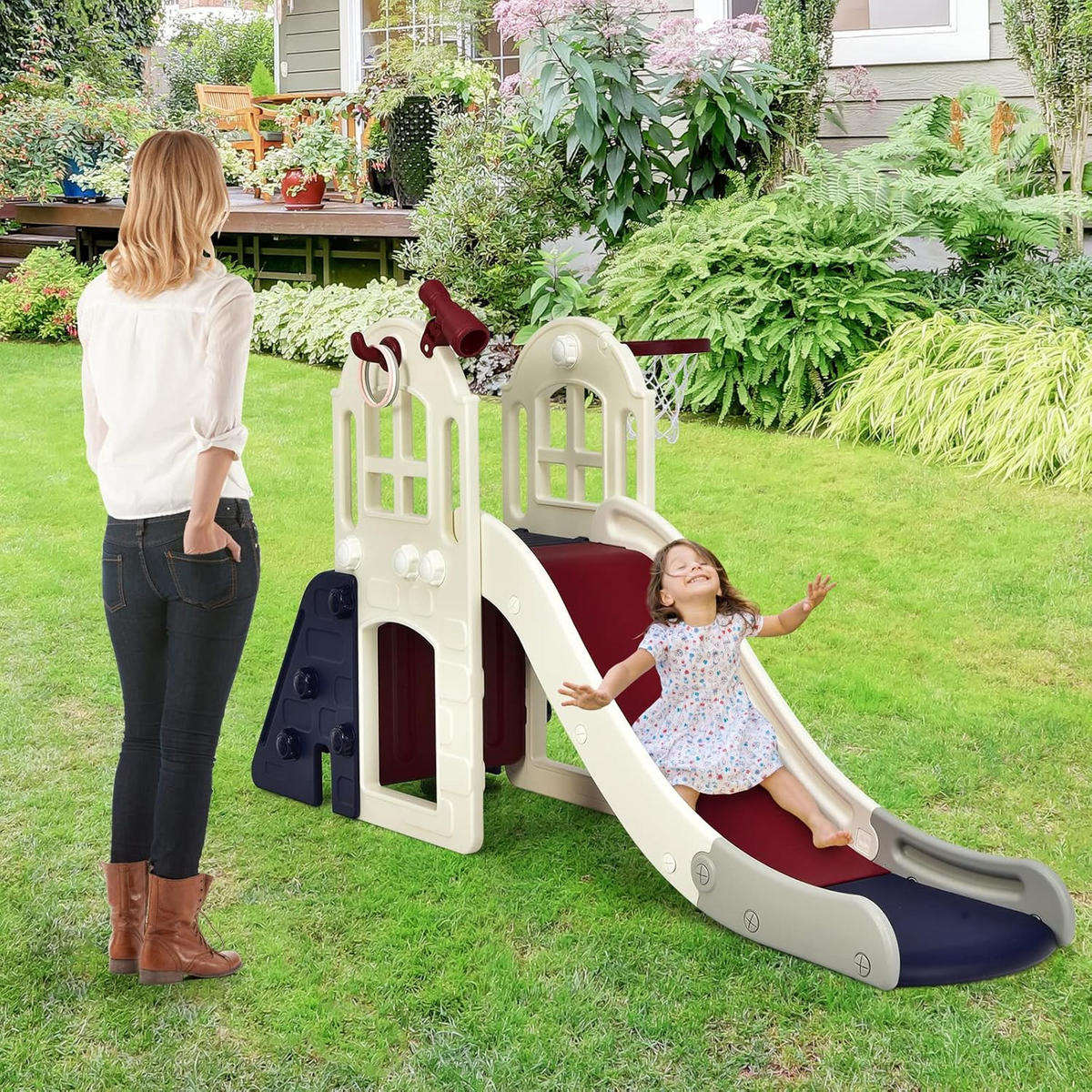 SPIELPLATZ 6 in 1 Kinder Blau - Blau, Kunststoff (83/98/190cm) - COSTWAY