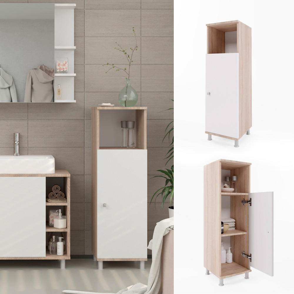 MIDISCHRANK Fynn Sonoma/Weiß 30 x 95 cm - Weiß/Sonoma Eiche, Holzwerkstoff (30/95/30cm) - Vicco