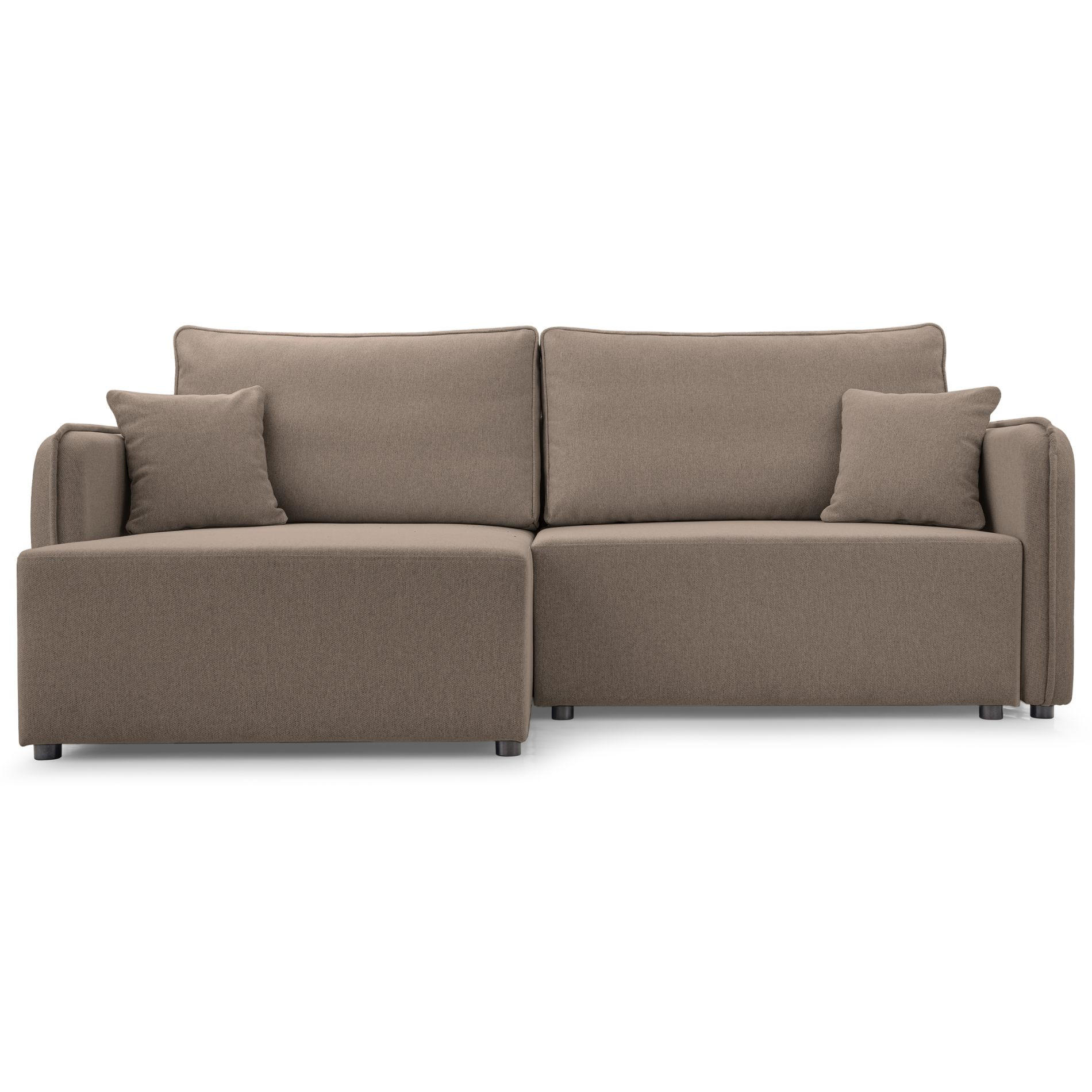 ECKSOFA Kassian, Hellbraun Strukturstoff, linksseitig - Hellbraun/Schwarz, Kunststoff/Textil (227/147cm) - Selsey