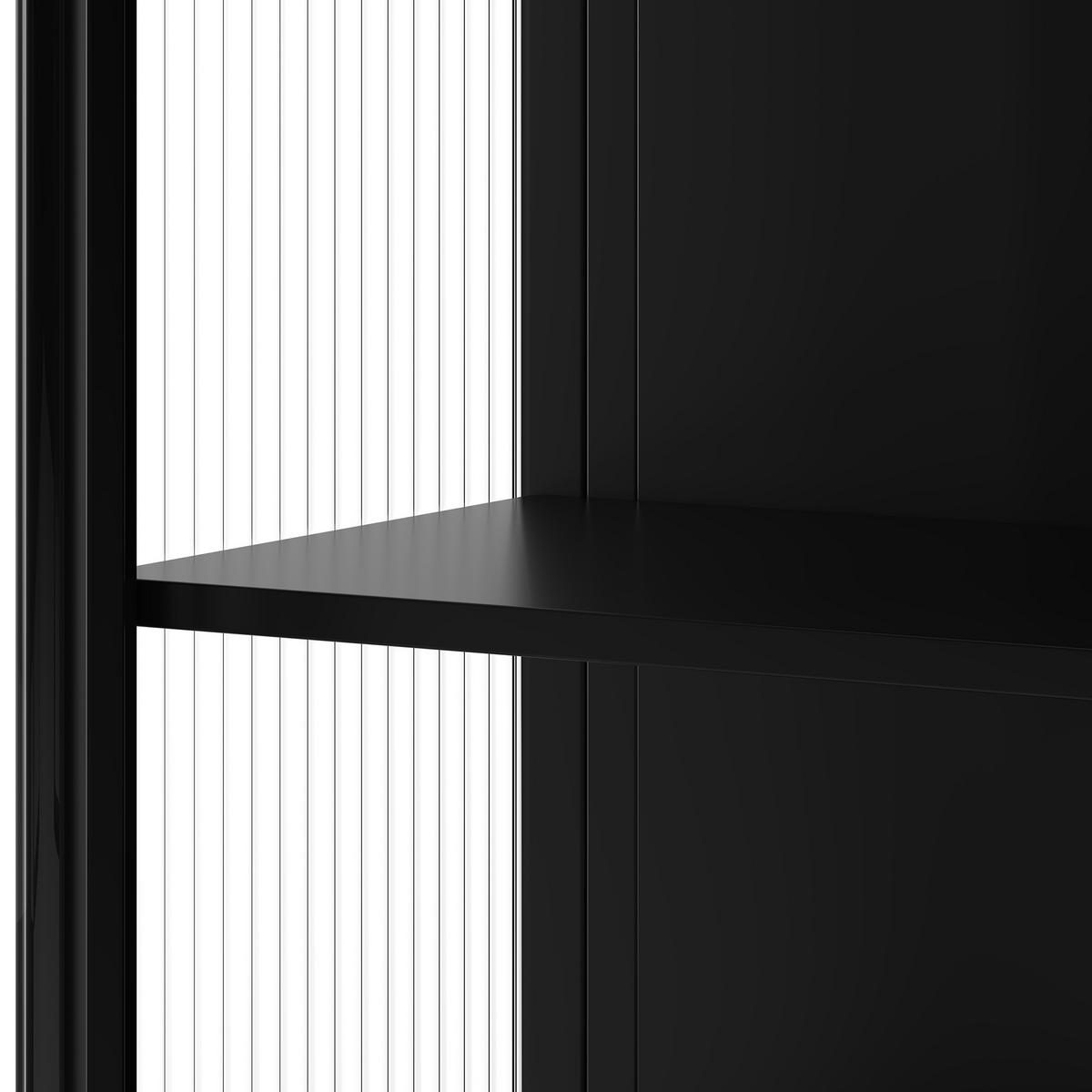 BAD-WANDSCHRANK Schwarz, 2 Glastüren & 3 Ablagen, 70 x 23 x 60 cm - Schwarz, Metall (70/60/23cm) - Urban Meuble
