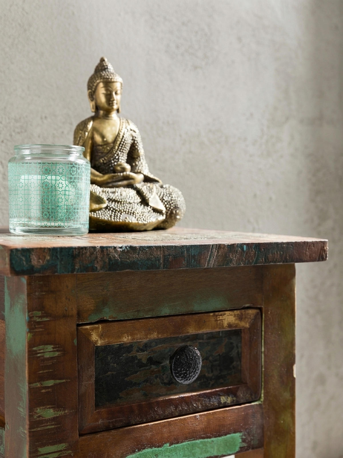 BEISTELLTISCH – Mango Massivholz Braun mit Schublade Shabby Chic - Braun, Holz (30/30/50cm) - KADIMA DESIGN