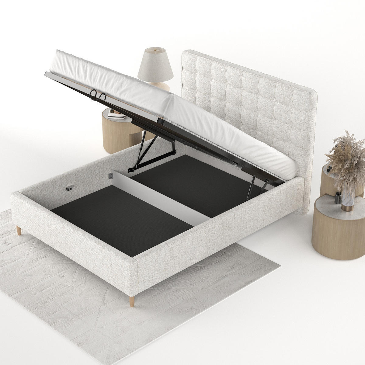 POLSTERBETT Paloma 120/200 cm Creme im Neve Stoff - Creme/Naturfarben, Holz/Holzwerkstoff (120/200cm) - AltaBeds